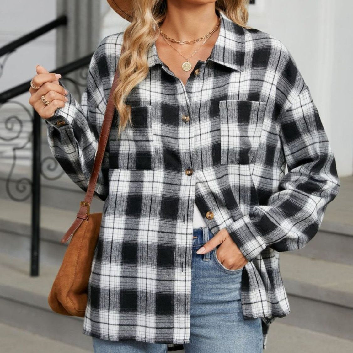 Cotton Heritage Plaid Shirt For Women Button Front Chest Pockets Limited Edition
