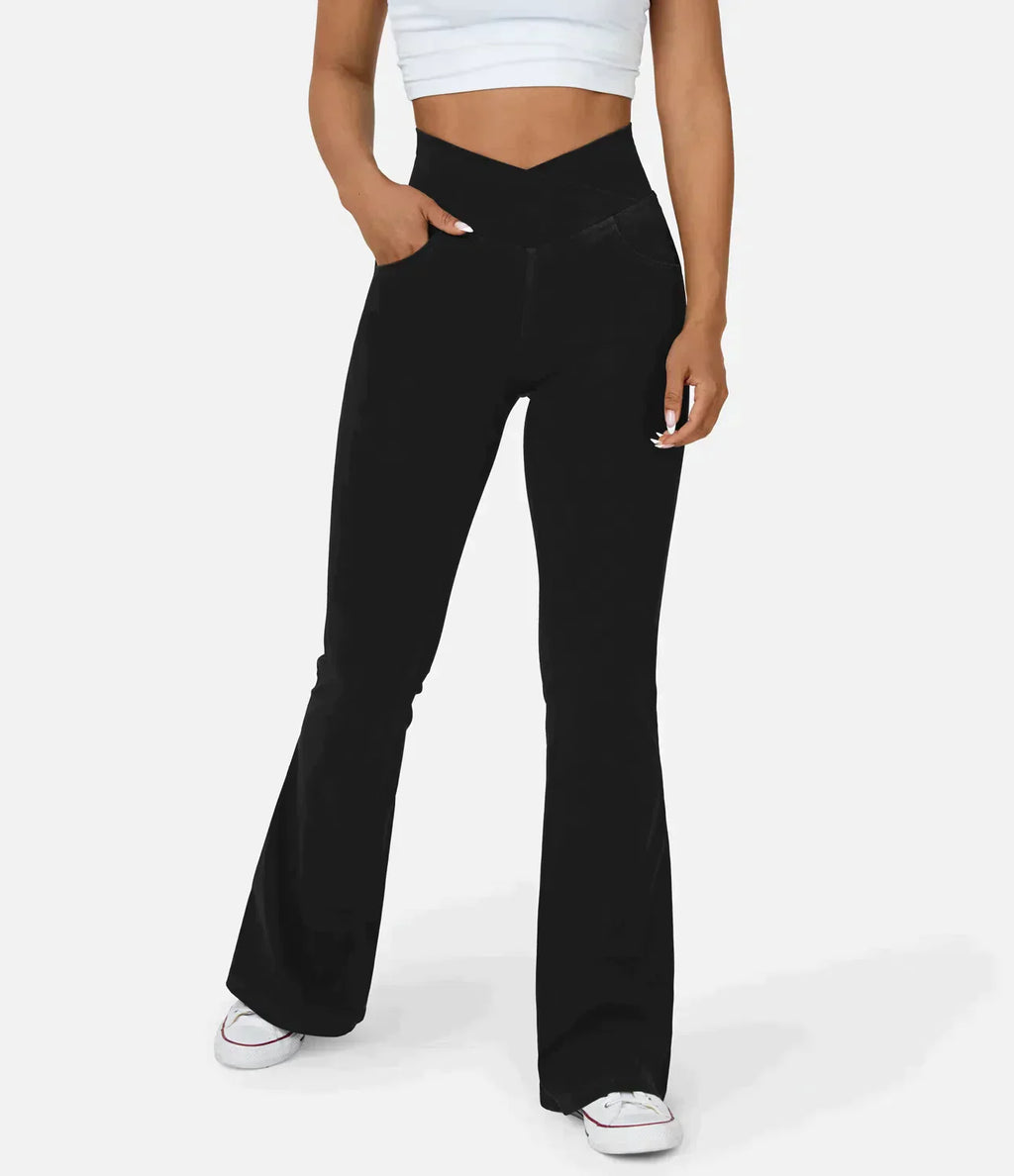 Premium Denim Crisscross Waist High-Waisted Flared Jeans Limited Edition