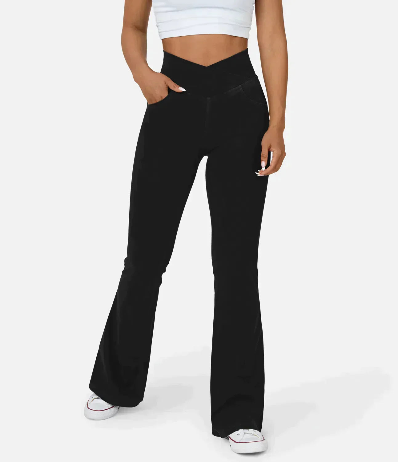 Premium Denim Crisscross Waist High-Waisted Flared Jeans Limited Edition