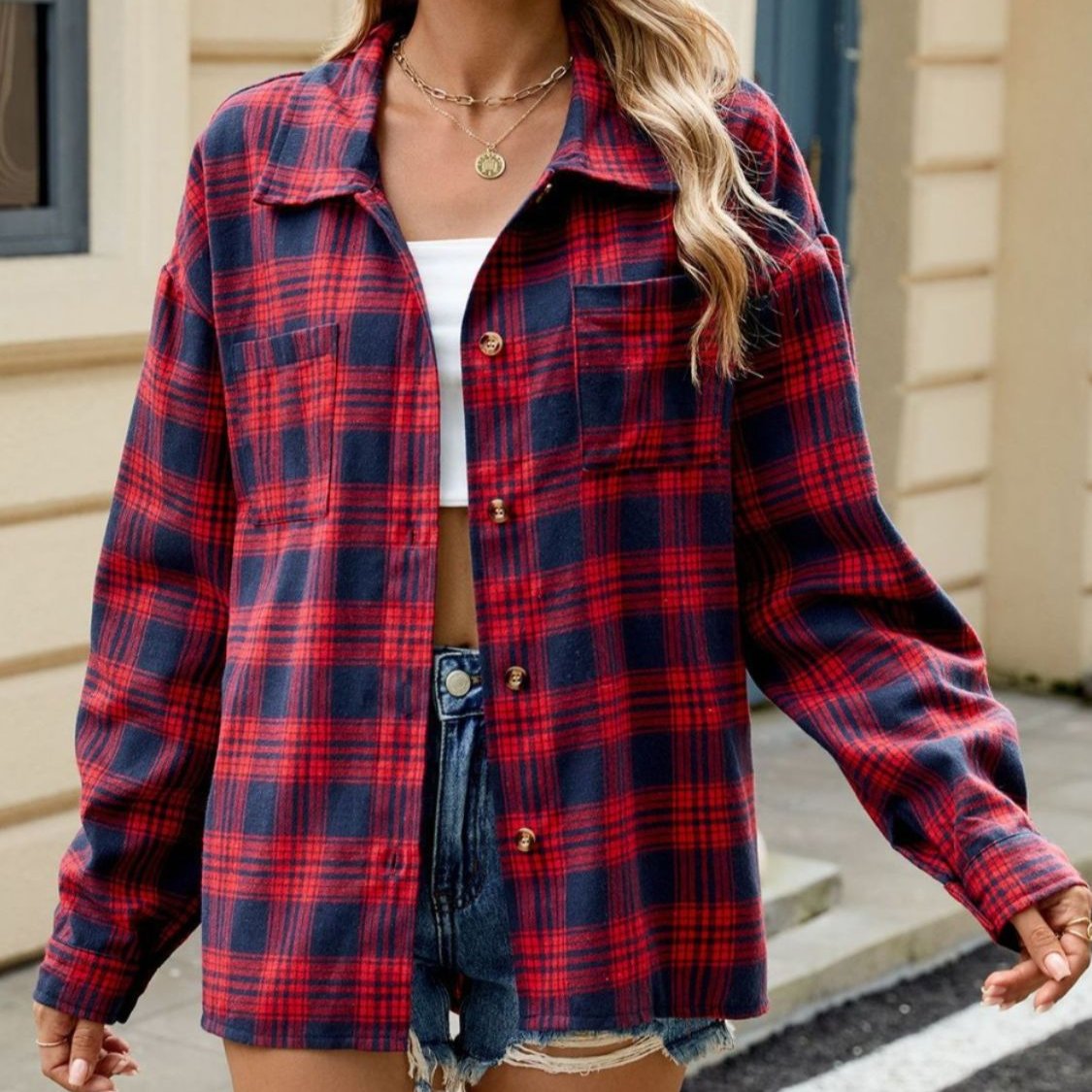 Cotton Heritage Plaid Shirt For Women Button Front Chest Pockets Limited Edition