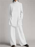 Luxe Knit Loungewear Set Roll Neck Jumper Trousers Elite