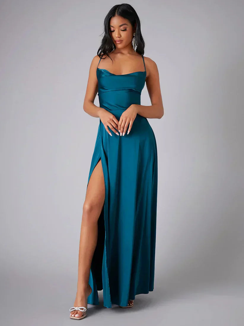 Silk Maxi Dress Open Back Criss Cross Exclusive Collection For Eveningwear