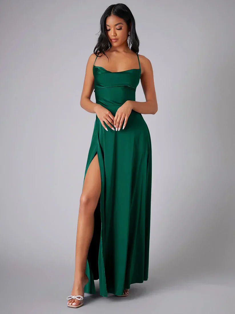 Silk Maxi Dress Open Back Criss Cross Exclusive Collection For Eveningwear