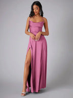 Silk Maxi Dress Open Back Criss Cross Exclusive Collection For Eveningwear