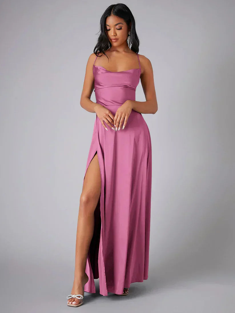 Silk Maxi Dress Open Back Criss Cross Exclusive Collection For Eveningwear