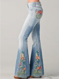 Bohemian Collection Ombre Floral Flared Jeans High Waist Exclusive