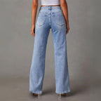 Premium Denim Collection Womens Flared Wide Leg Jeans High Rise With Front Seam Limited