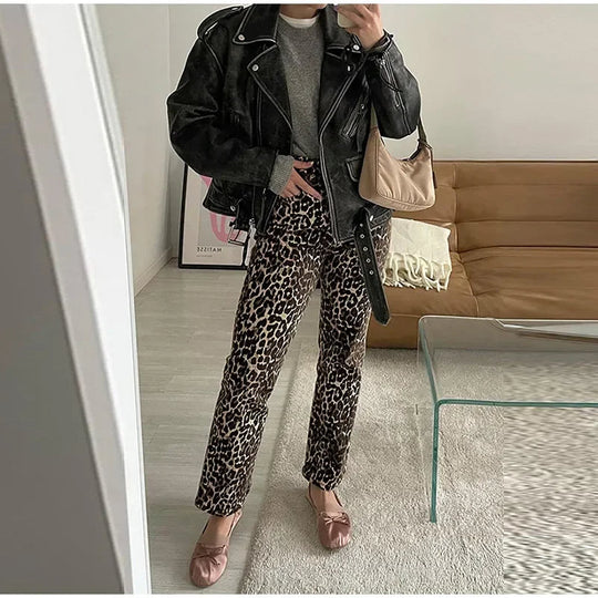 Luxe Denim Leopard Print Jeans Premium Collection Exclusive Edition