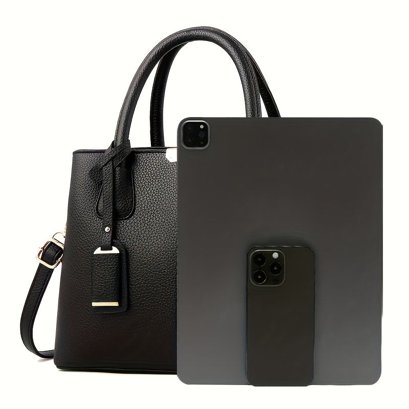 Leather Handbag Structured Tote Edition With Crossbody Strap