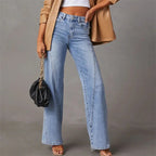 Premium Denim Collection Womens Flared Wide Leg Jeans High Rise With Front Seam Limited