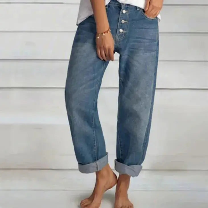 Premium Denim Womens Boyfriend Wide Leg Jeans Heritage Collection