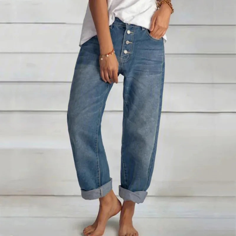 Premium Denim Womens Boyfriend Wide Leg Jeans Heritage Collection