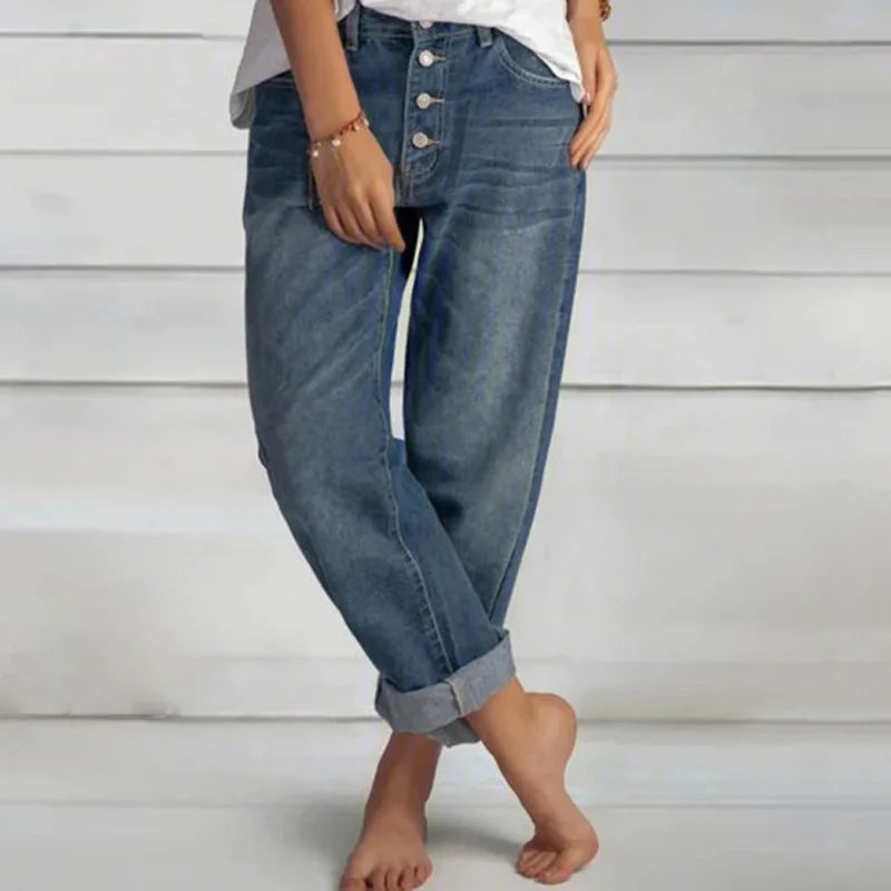 Premium Denim Womens Boyfriend Wide Leg Jeans Heritage Collection