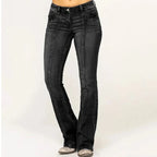 Premium Denim Women's Mid-Rise Flared Jeans With Front Seam Edition