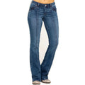 Premium Denim Women's Mid-Rise Flared Jeans With Front Seam Edition