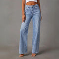 Premium Denim Collection Womens Flared Wide Leg Jeans High Rise With Front Seam Limited