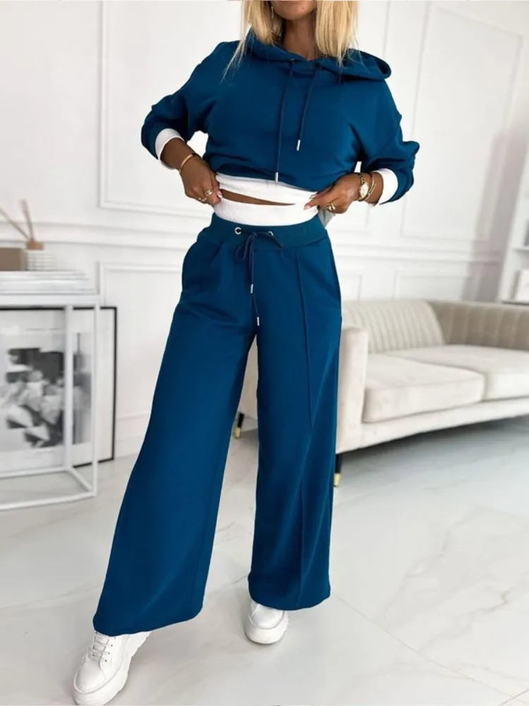 Luxe Jersey Collection Two Piece Set Hooded Top And Drawstring Trousers Limited