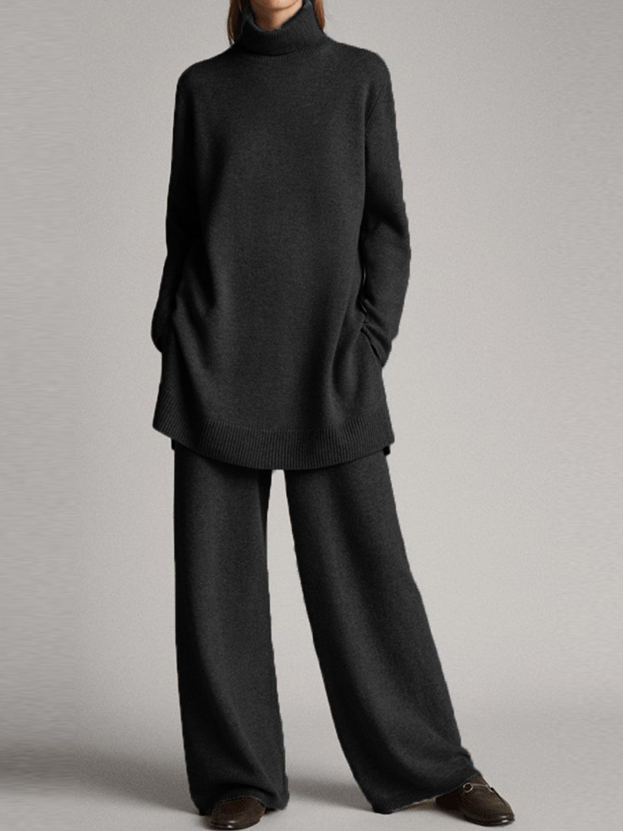 Luxe Knit Loungewear Set Roll Neck Jumper Trousers Elite