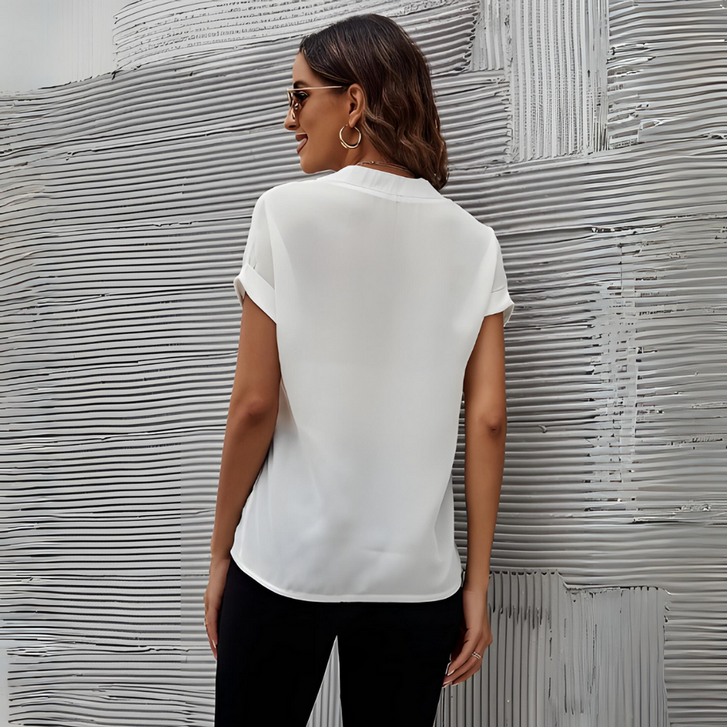 Elizabeth V Neck Blouse Silk Blend Luxe Collection Exclusive