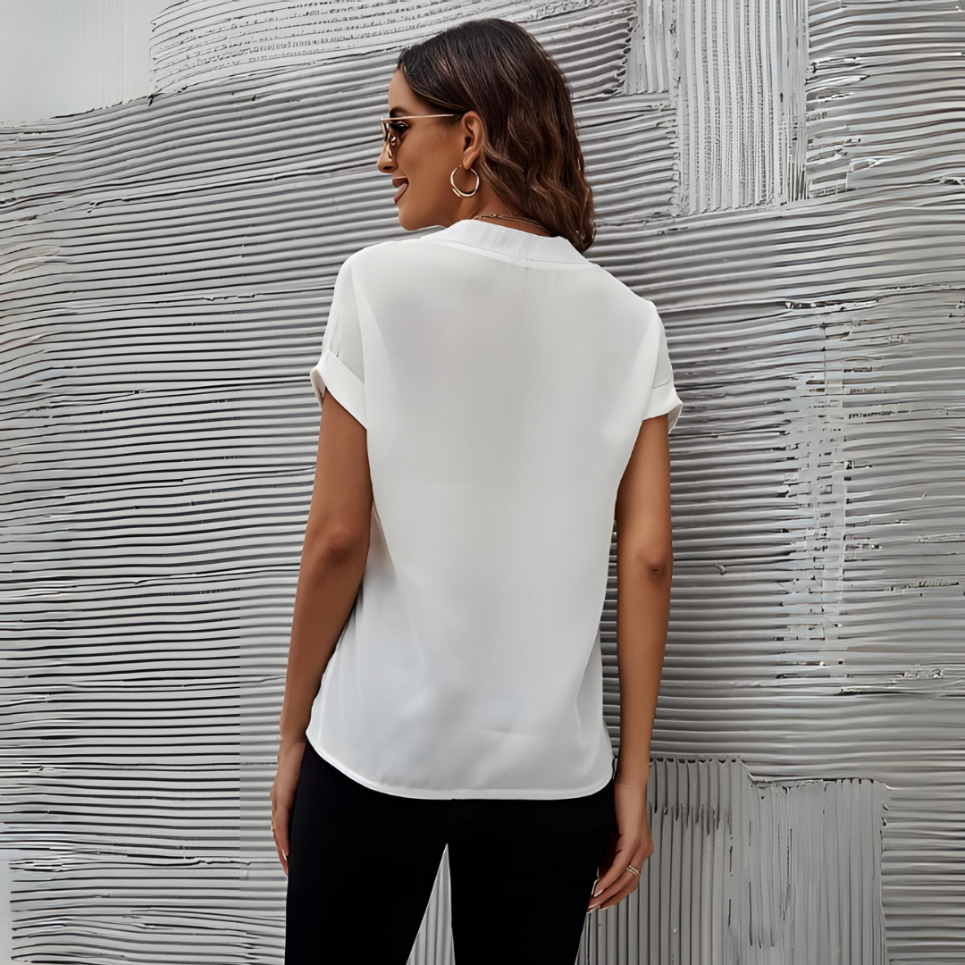 Elizabeth V Neck Blouse Silk Blend Luxe Collection Exclusive