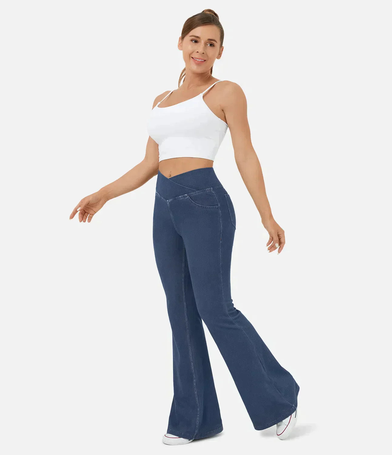 Premium Denim Crisscross Waist High-Waisted Flared Jeans Limited Edition