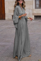 Crepe Collection Elegant Long Sleeve V-Neck Dress For All Occasions Limited Edition