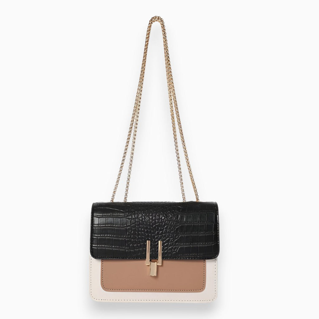 Genuine Leather Flap Handbag Elegant Square Design Limited Edition