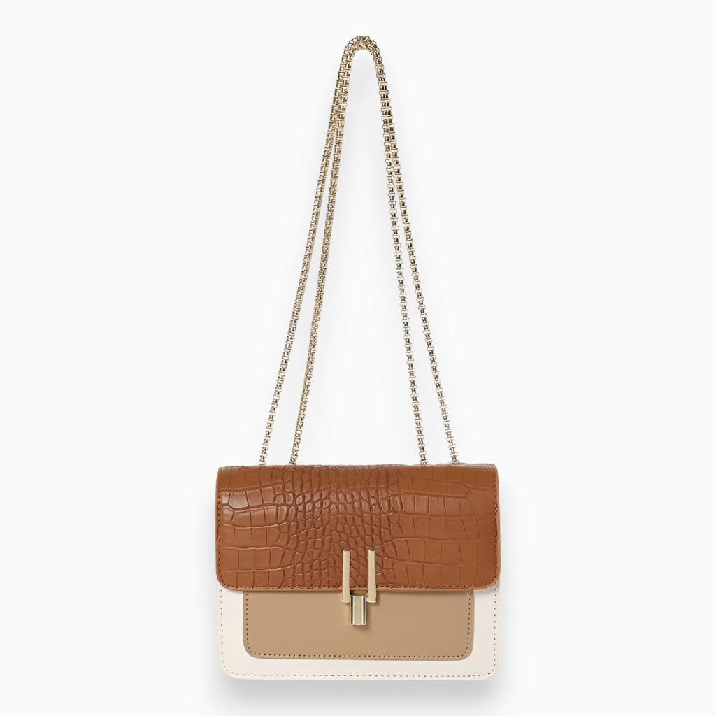 Genuine Leather Flap Handbag Elegant Square Design Limited Edition