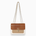 Genuine Leather Flap Handbag Elegant Square Design Limited Edition