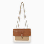 Genuine Leather Flap Handbag Elegant Square Design Limited Edition