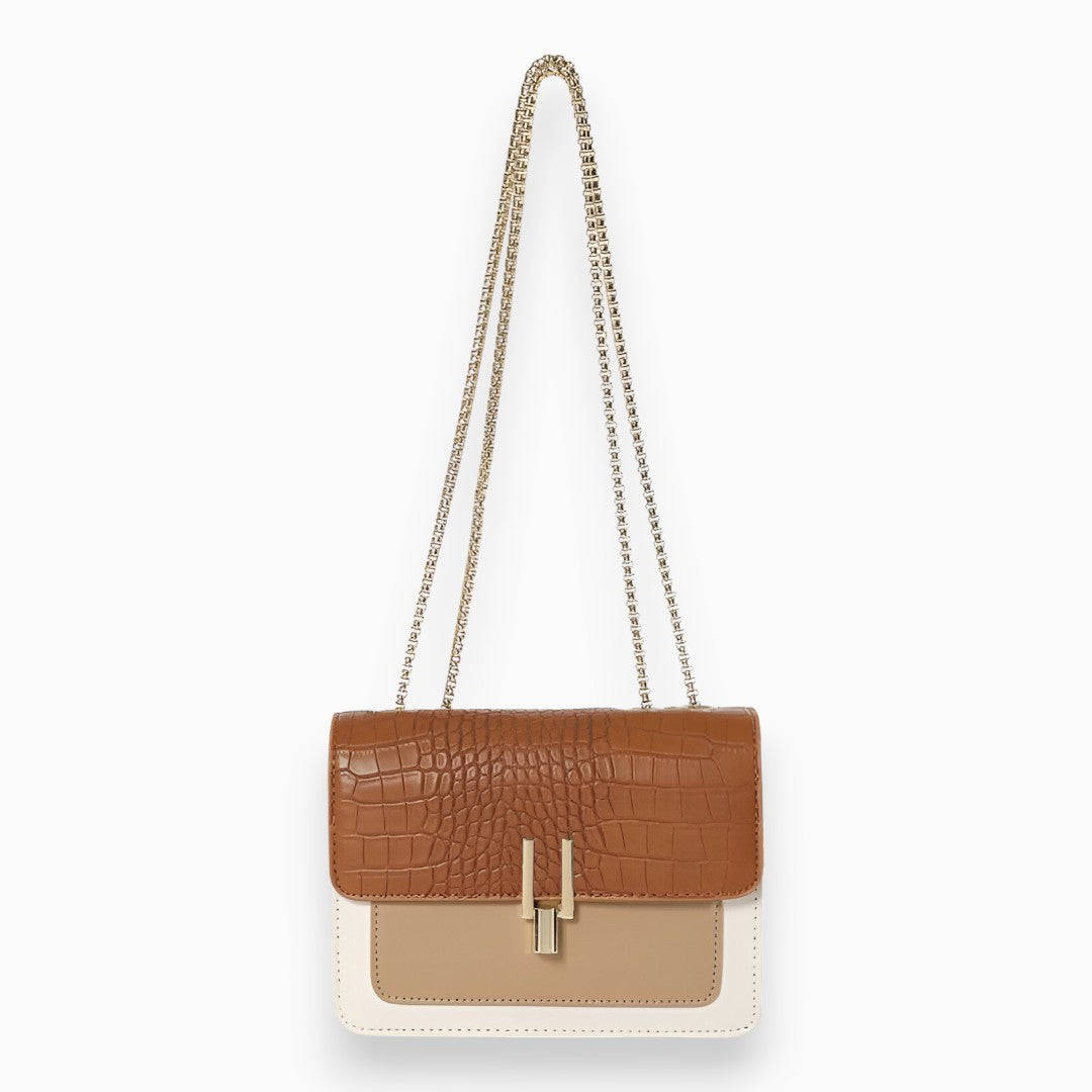 Genuine Leather Flap Handbag Elegant Square Design Limited Edition