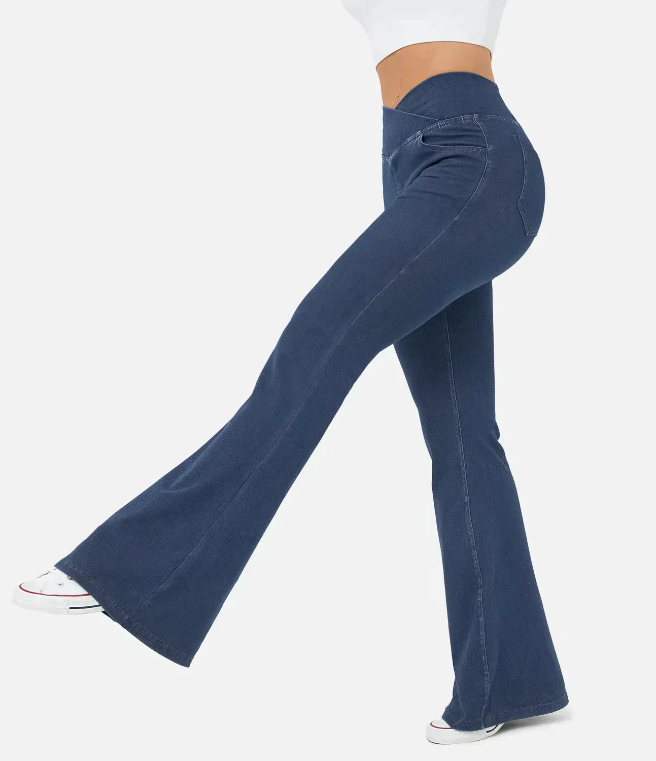 Premium Denim Crisscross Waist High-Waisted Flared Jeans Limited Edition