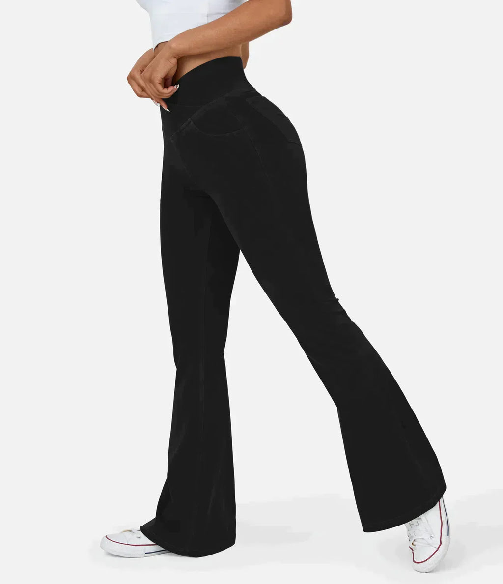 Premium Denim Crisscross Waist High-Waisted Flared Jeans Limited Edition