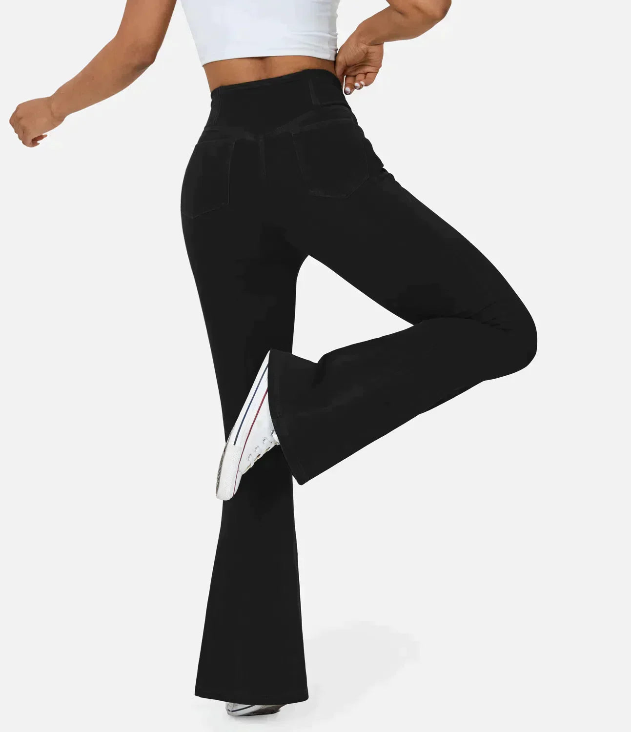 Premium Denim Crisscross Waist High-Waisted Flared Jeans Limited Edition