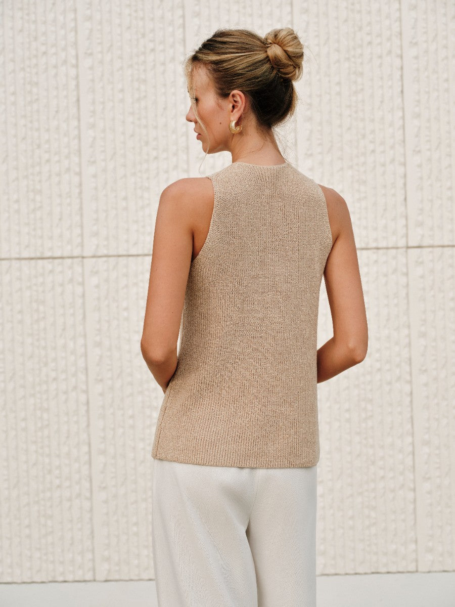 Elegant Halter Top Women Minimalist Collection Crossover Collar Limited Edition
