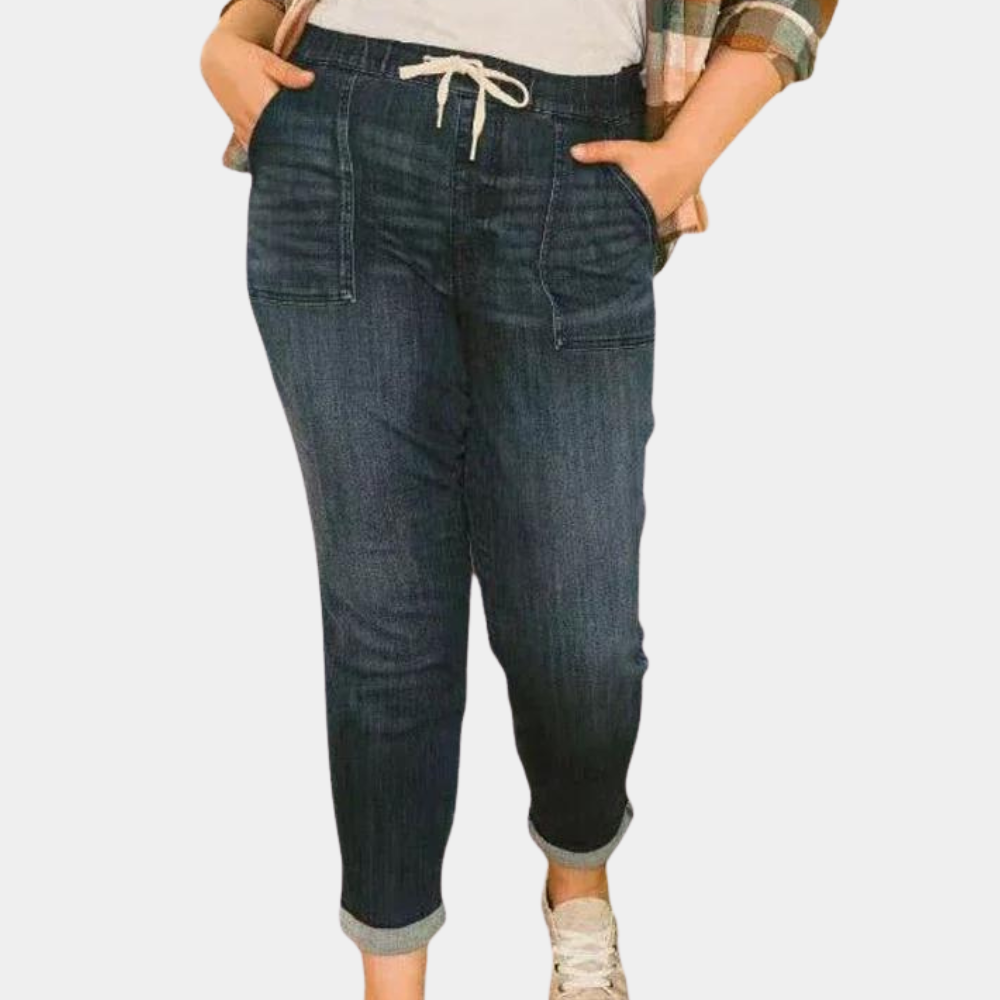 Premium Denim High Waisted Straight Leg Jeans For Women Drawstring Exclusive