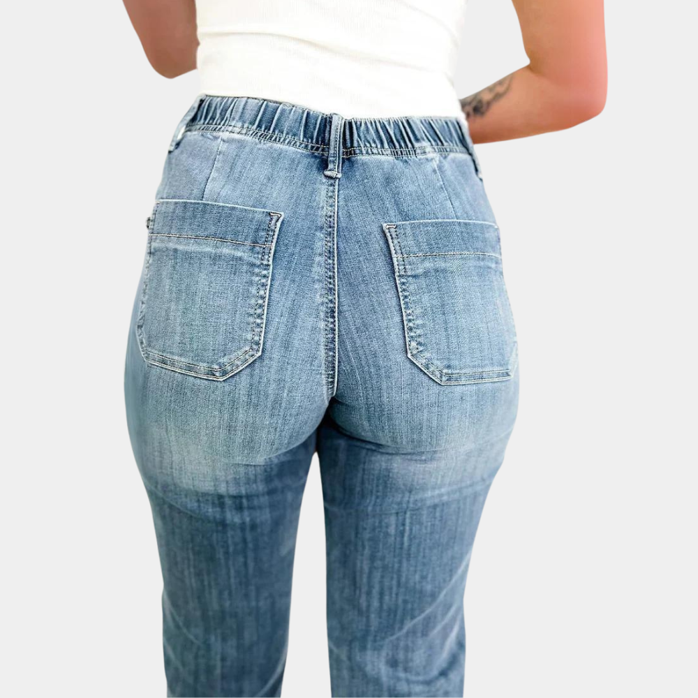 Premium Denim High Waisted Straight Leg Jeans For Women Drawstring Exclusive