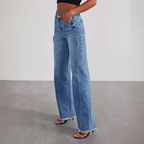 Premium Selvedge Denim High Waisted Blue Wide Leg Jeans Exclusive Capsule