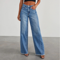Premium Selvedge Denim High Waisted Blue Wide Leg Jeans Exclusive Capsule