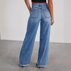 Premium Selvedge Denim High Waisted Blue Wide Leg Jeans Exclusive Capsule