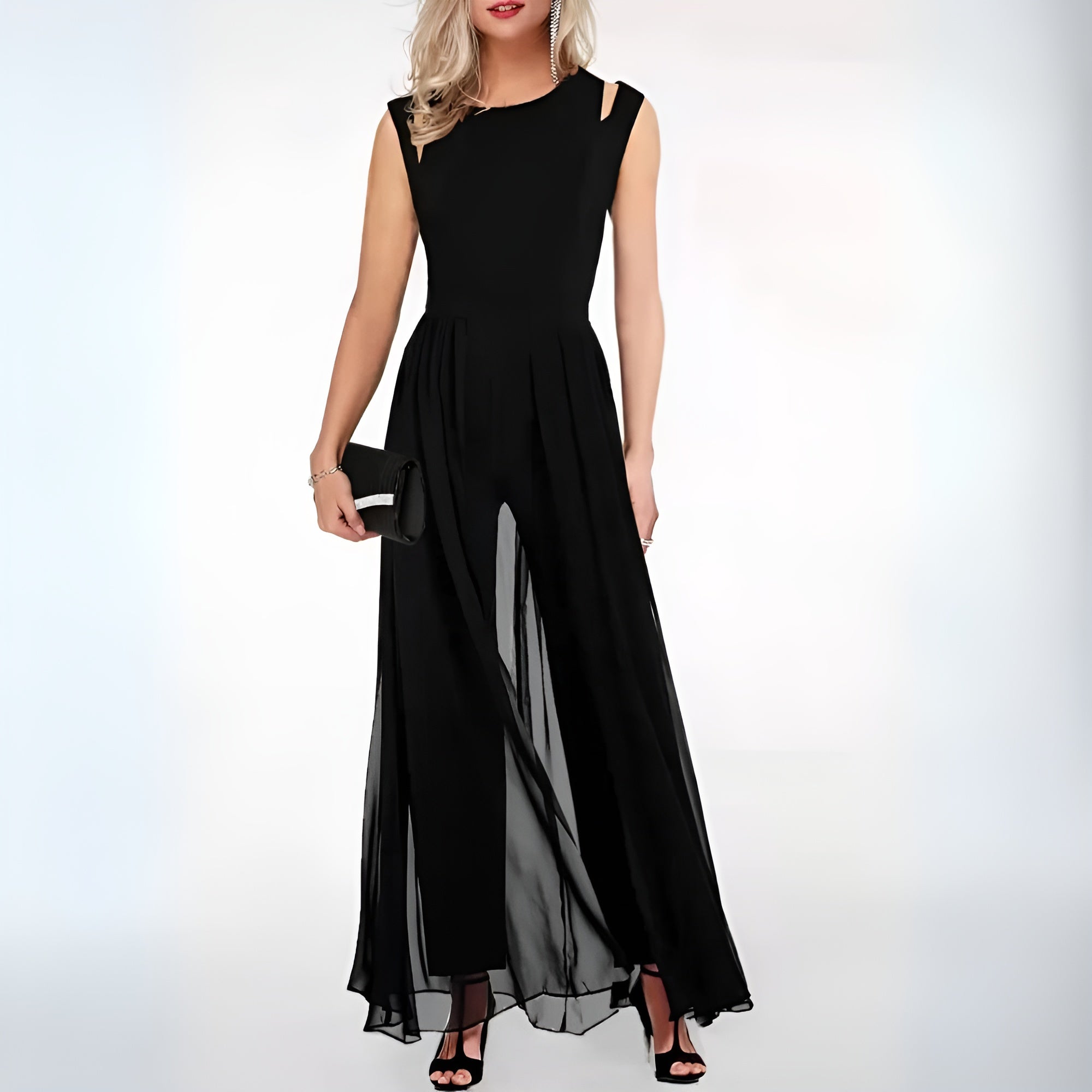 Womens Sleeveless Wide Leg Jumpsuit Crepe Summer Collection Exclusive
