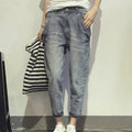 Premium Selvedge Denim Women's Baggy Cropped Jeans, Light Blue, Limited Edition