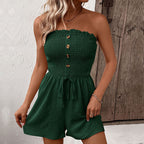 Womens Smocked Strapless Playsuit Button Detail Limited Edition