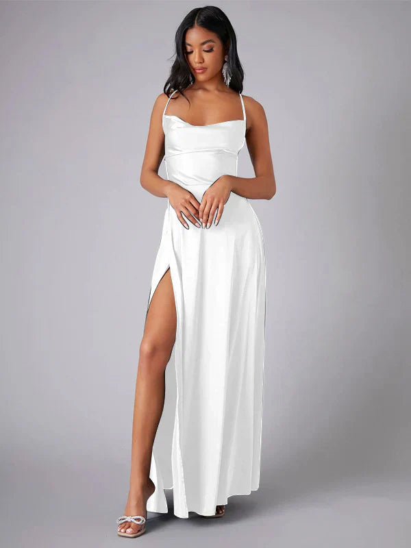 Silk Maxi Dress Open Back Criss Cross Exclusive Collection For Eveningwear