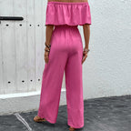 Pink Off Shoulder Wide Leg Jumpsuit Luxe Collection Exclusive