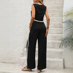 Black Crop Top And Palazzo Set In Luxe Crepe Capsule Collection