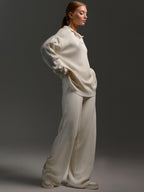 Luxe Knit Loungewear Set Polo Neck Jumper Wide Leg Trousers Limited Edition