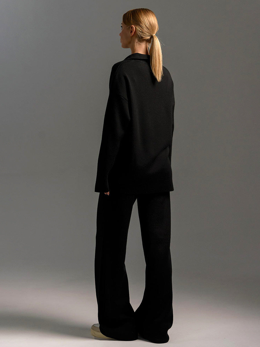 Luxe Knit Loungewear Set Polo Neck Jumper Wide Leg Trousers Limited Edition