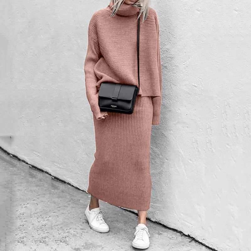Knitted Coordinated Set Roll Neck Ribbed Knit Collection Exclusive
