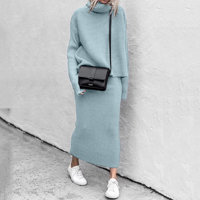 Knitted Coordinated Set Roll Neck Ribbed Knit Collection Exclusive
